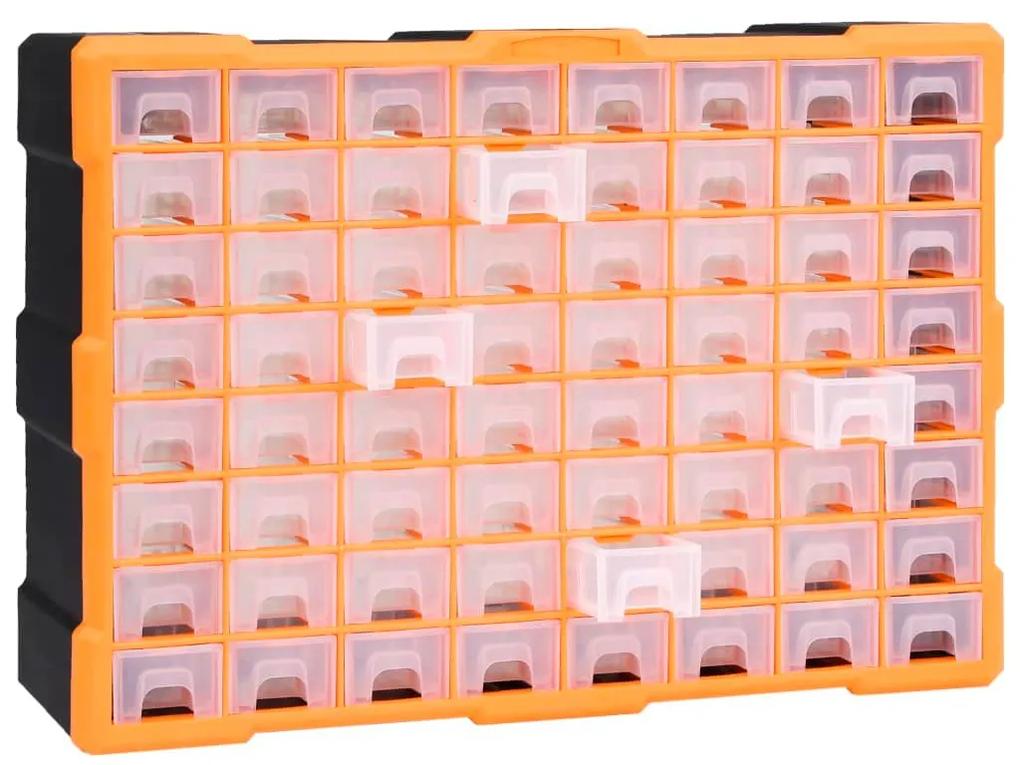 Κουτί Αποθήκευσης/Οργάνωσης με 64 Συρτάρια 52 x 16 x 37,5 εκ. - Πορτοκαλί