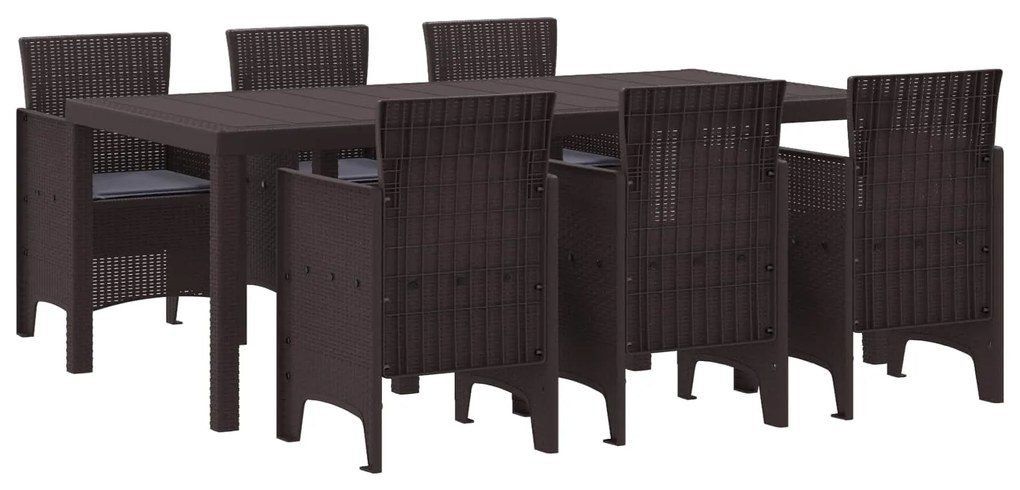 Σέτ φαγητού για κήπο 7 pcs Καφέ Rattan Polt