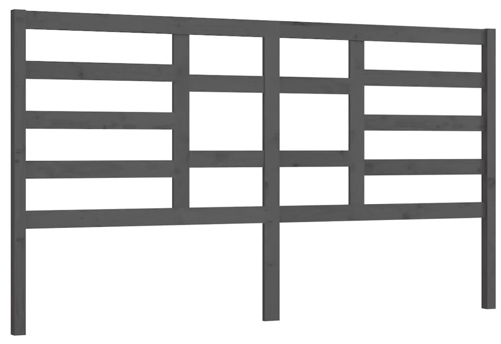 vidaXL Κεφαλάρι Κρεβατιού Γκρι 186x4x104 εκ. από Μασίφ Ξύλο Πεύκου