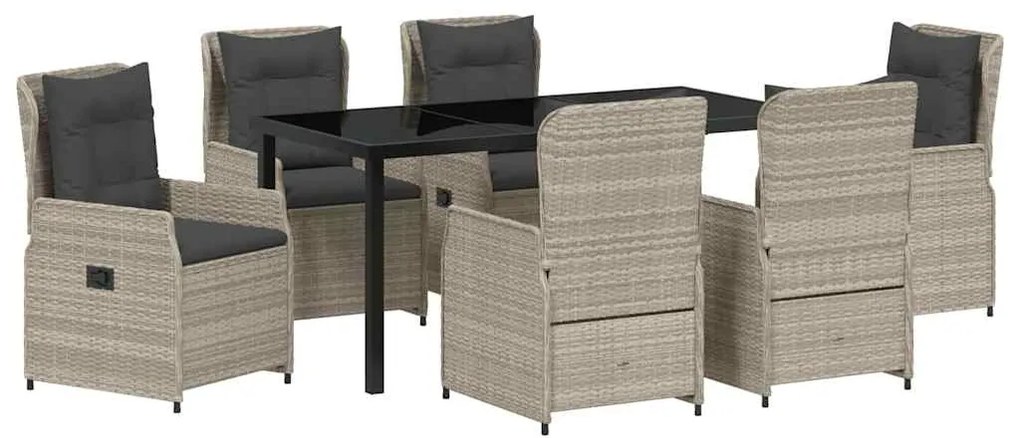 vidaXL Σέτ φαγητού για κήπο 7 pcs Ανοιχτό γκρι συνθετικό ρατάν