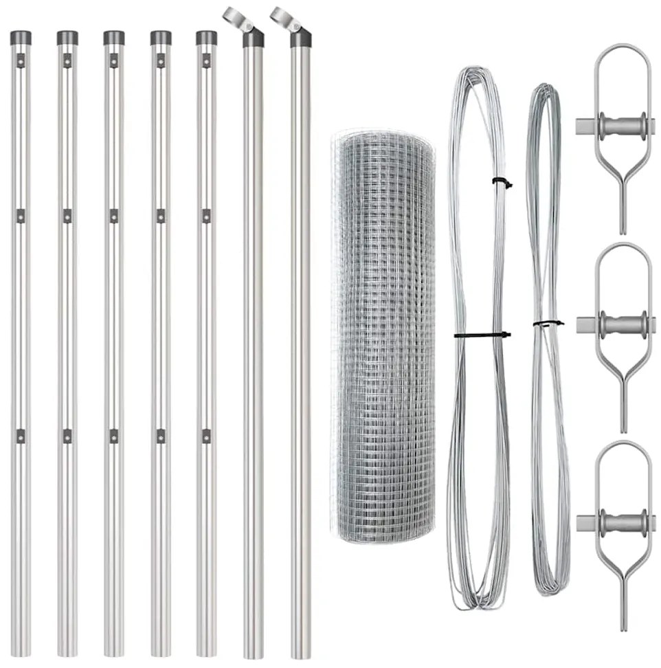 vidaXL Στύλος Περιφράξεων Ασημί 10 x 0,4 μ (12 x 12 mm πλέγμα) Ατσάλι