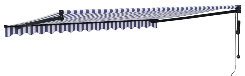 vidaXL Τέντα Πτυσσόμενη Αυτόματη Μπλε και Λευκή 4,5 x 3 μ.