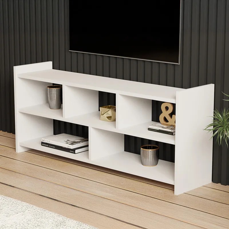 Έπιπλο τηλεόρασης Kapri pakoworld σε λευκή απόχρωση 120x28x55εκ (1 τεμάχια)