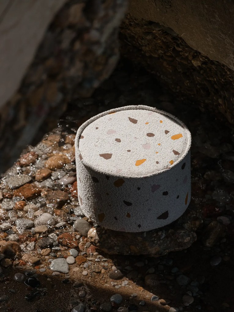 Terrazzo Πουφ Σκαμπο Υφασμα Μπουκλε / Σενιλ Υπόλευκο