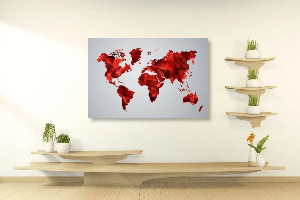Εικόνα παγκόσμιου χάρτη σε διανυσματικό σχέδιο γραφικών με κόκκινο χρώμα - 90x60