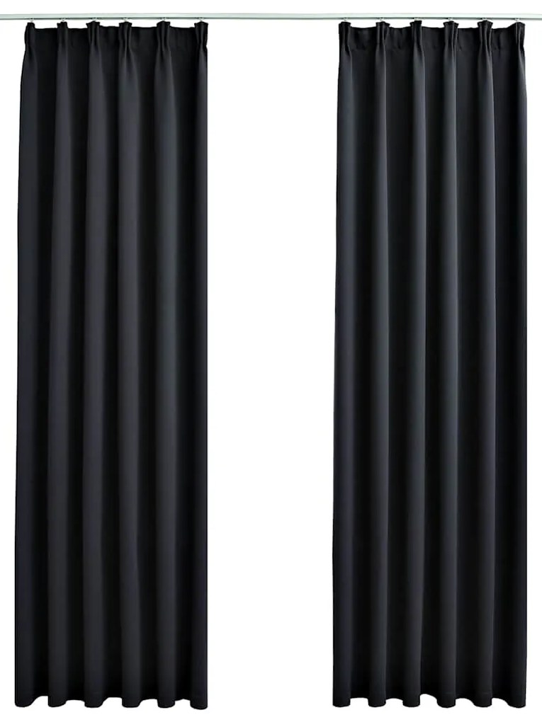 vidaXL Κουρτίνες Συσκότισης με Γάντζους 2 τεμ. Μαύρες 140 x 245 εκ.