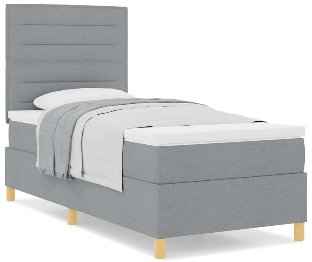 vidaXL Κρεβάτι με ελατήρια Ανοιχτό γκρι 100 x 200 cm ύφασμα