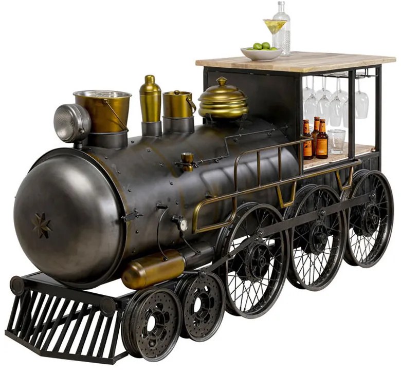 TRAIN ΚΟΝΣΟΛΑ BAR GUNMETAL ΦΥΣΙΚΟ 226x60xH104cm - 05-0722