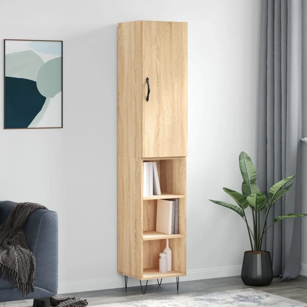 vidaXL Μπουφές Sonoma δρυς 34,5 x 34 x 180 εκ. από Επεξεργασμένο Ξύλο