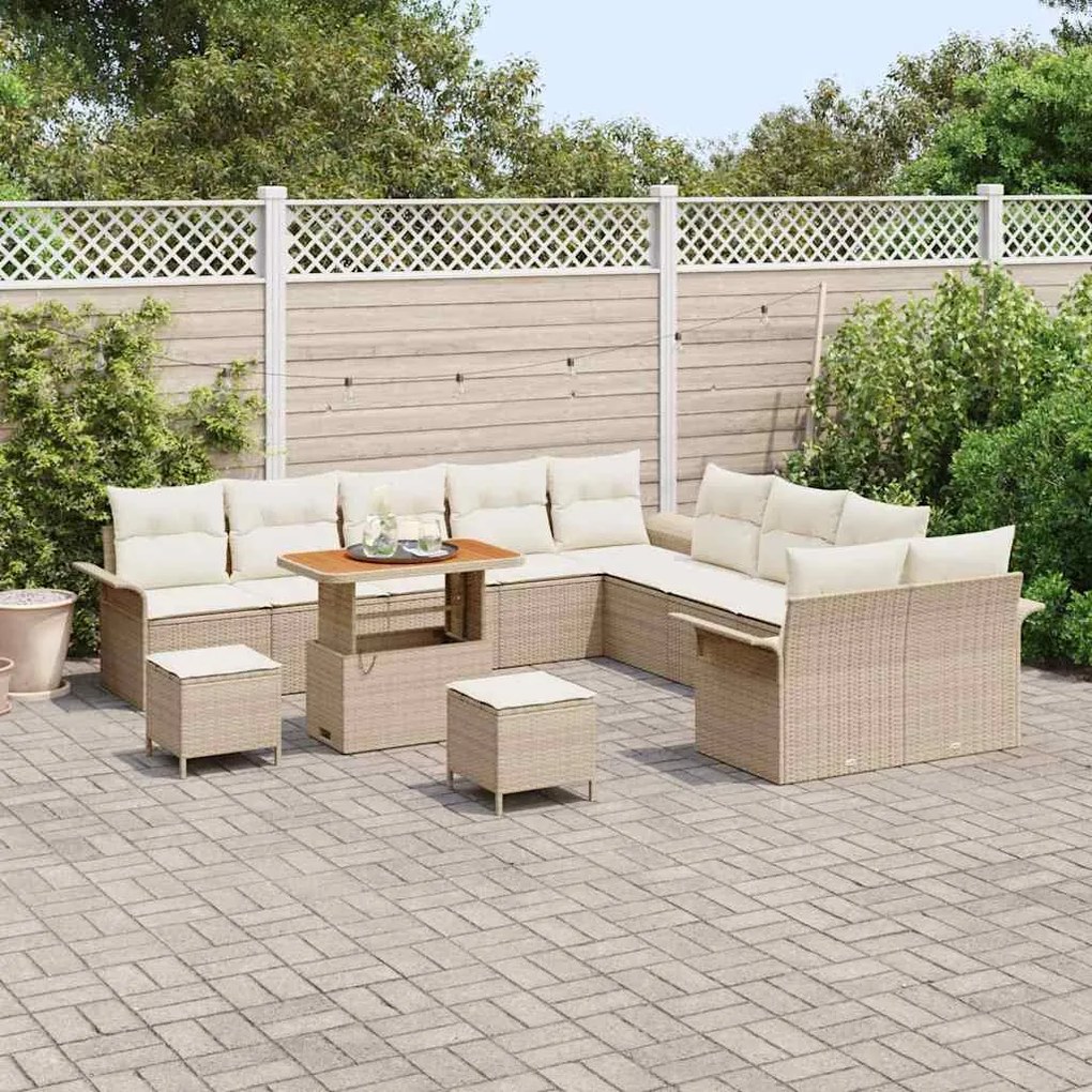 vidaXL Σετ Καναπέ Κήπου 13 pcs Μπεζ συνθετικό ρατάν