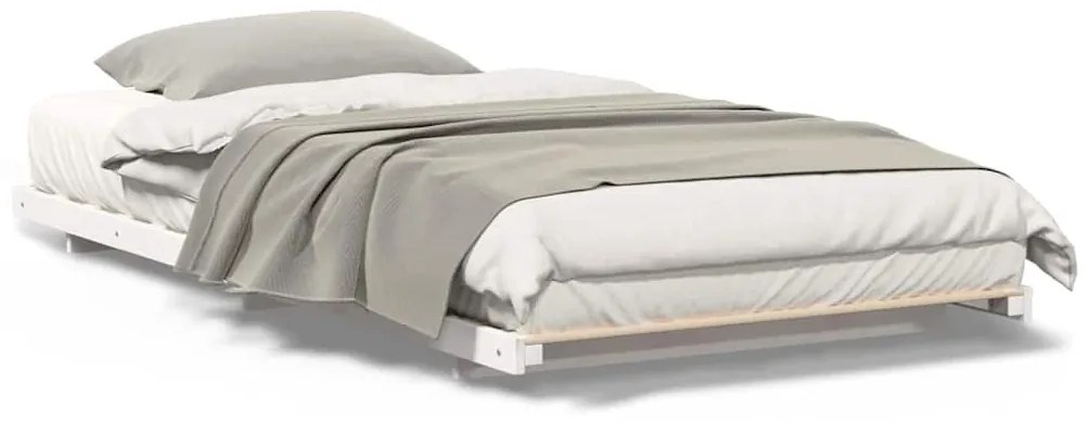 vidaXL Κρεβάτι δαπέδου Λευκό 90 x 210 cm Μασίφ ξύλο πεύκου