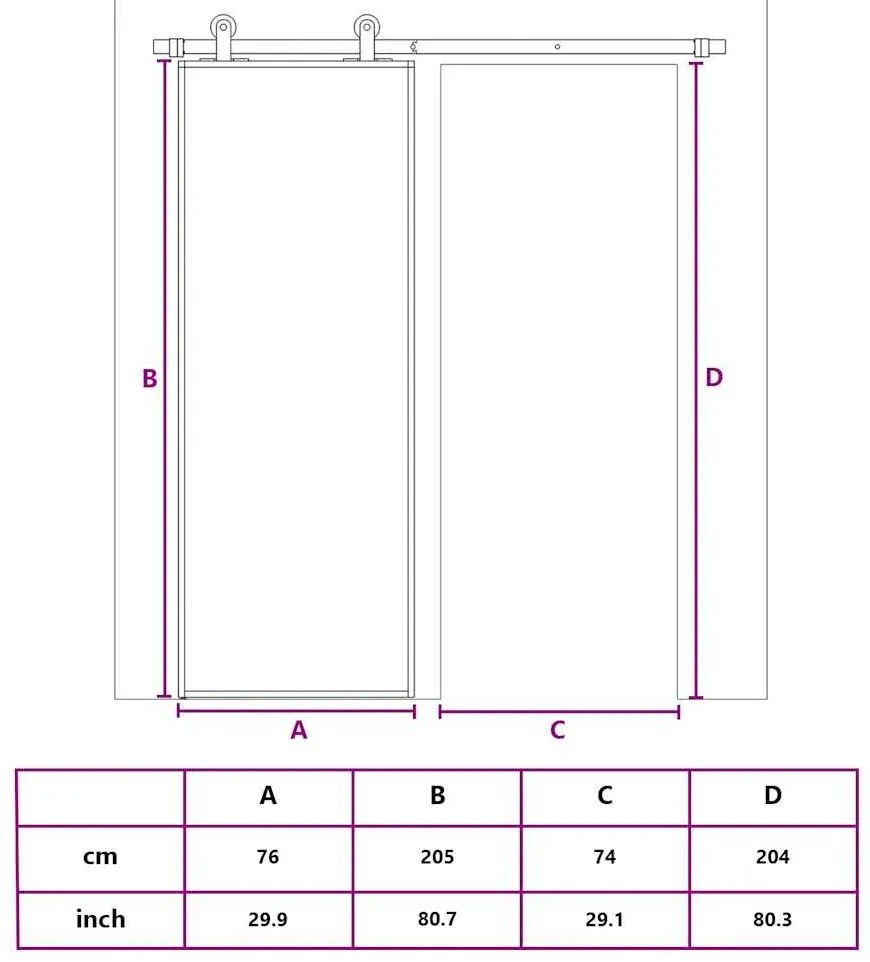 vidaXL Συρόμενη Πόρτα Λευκή Αμμοβολή 76 x 205 εκ. Γυαλί ESG/Αλουμίνιο
