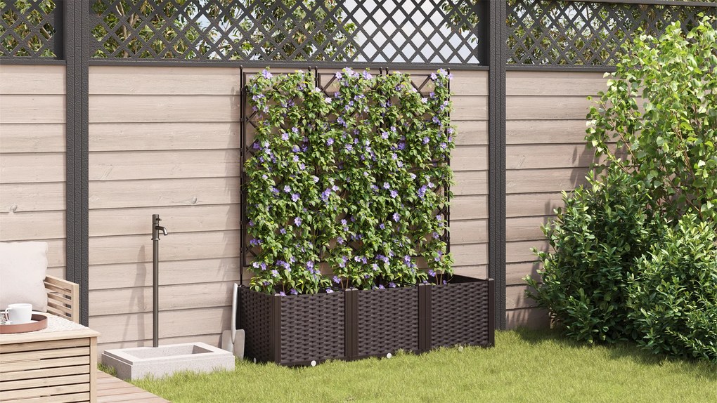 vidaXL Γλάστρα Κηπουρικής με Πλέκτη 3 τεμ Καφέ 120x40x143 εκ.