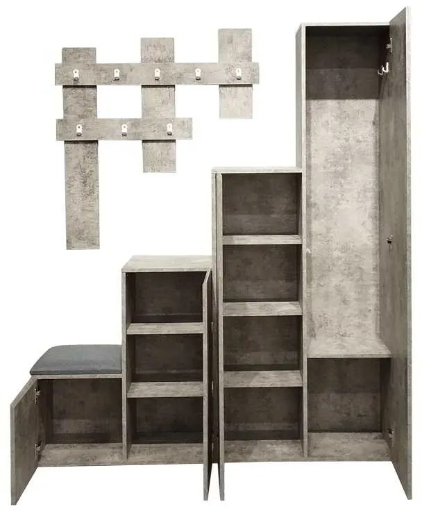 Έπιπλο εισόδου Nenich pakoworld σε γκρι oak απόχρωση 150x37x180εκ