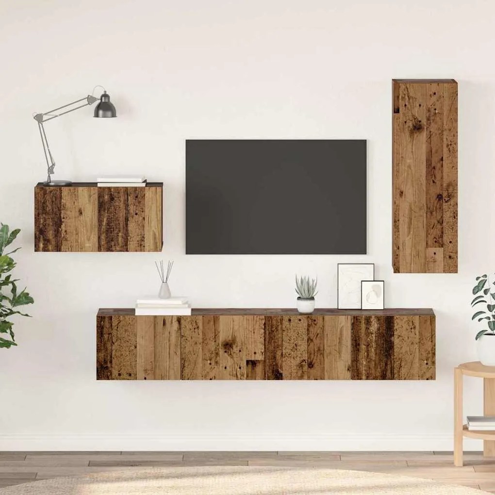 vidaXL Σετ επίπλου τηλεόρασης 4 pcs Παλαιό ξύλο 30.5 x 30 x 90 cm