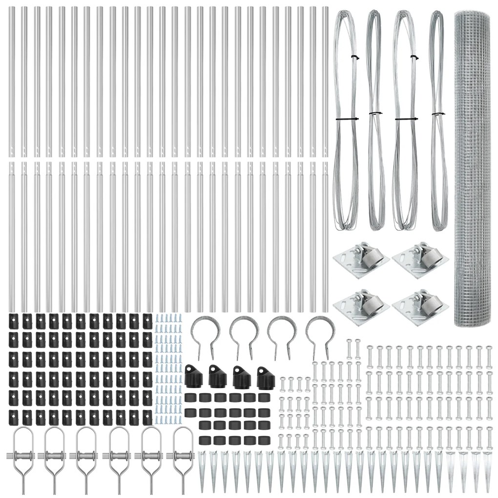 vidaXL Welded Wire Fence με 13 Πάσσαλους με Ακίδες 1.2 x 50 μ Γαλβανισμένος Χάλυβας