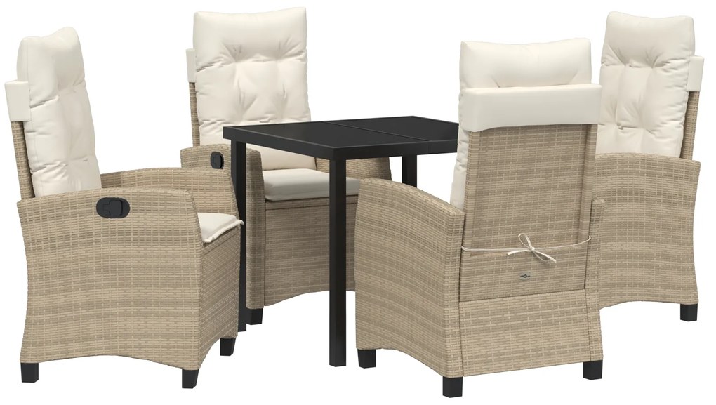 vidaXL Set Κηπουρικών Επίπλων 5 Τεμαχίων με Μαξιλάρια σε Μπεζ Πλεκτό Ραττάν.