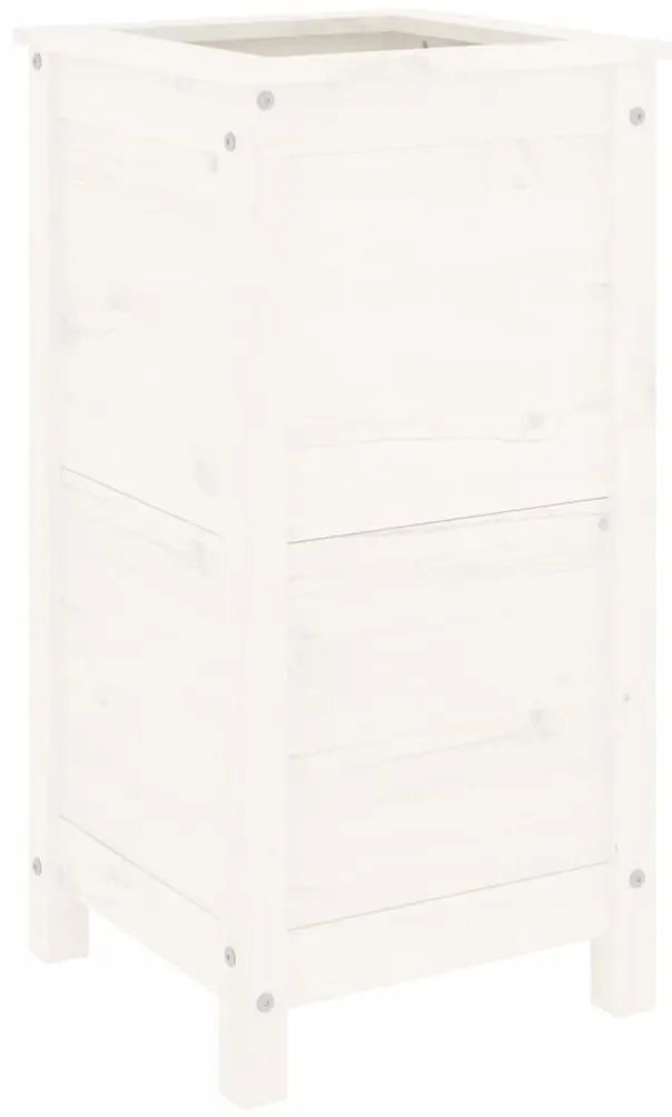 vidaXL Ζαρντινιέρα Λευκή 40 x 40 x 78 εκ. από Μασίφ Ξύλο Πεύκου