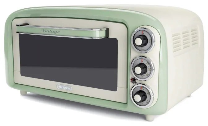 Ηλεκτρικός φούρνος Ariete VINTAGE 0979/04, 1380 W, 18 l, 3 λειτουργίες, Μέχρι 230C, Διπλό θερμικό τζάμι, Χρονοδιακόπτης 60 λεπτά, Λευκό/Πράσινο