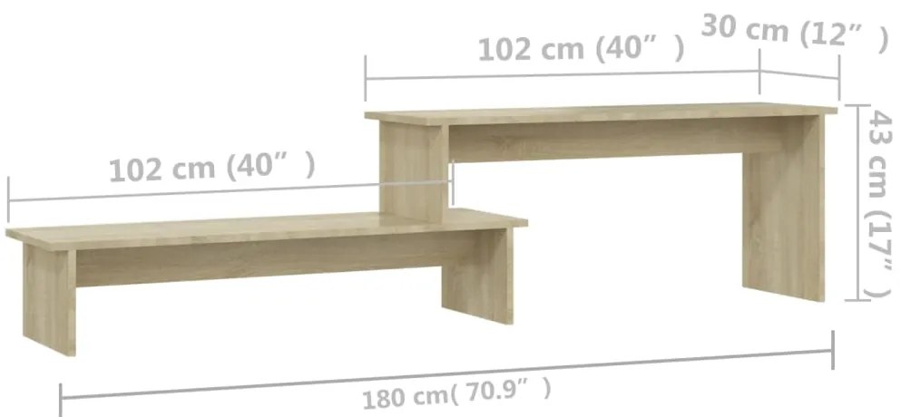 vidaXL Έπιπλο Τηλεόρασης Sonoma Δρυς 180 x 30 x 43 εκ. από Επεξ. Ξύλο