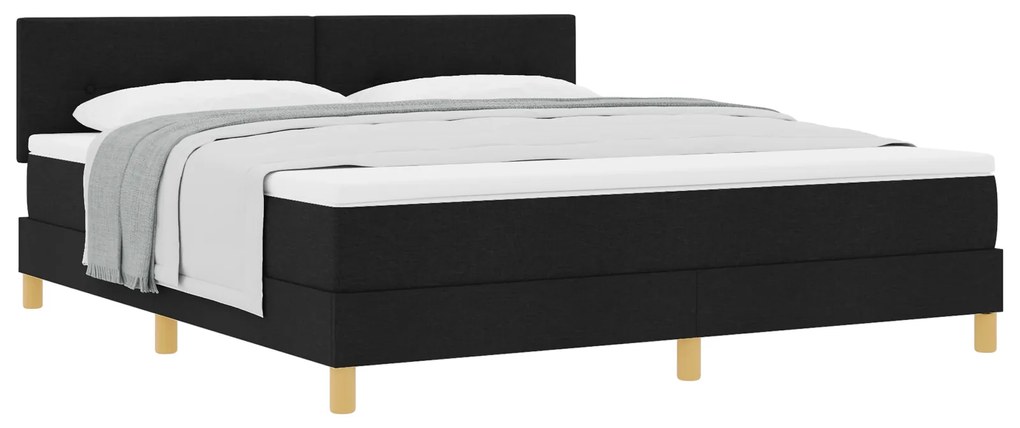 vidaXL Κρεβάτι Box Spring με Στρώμα Μαύρο 180x200 cm Ύφασμα