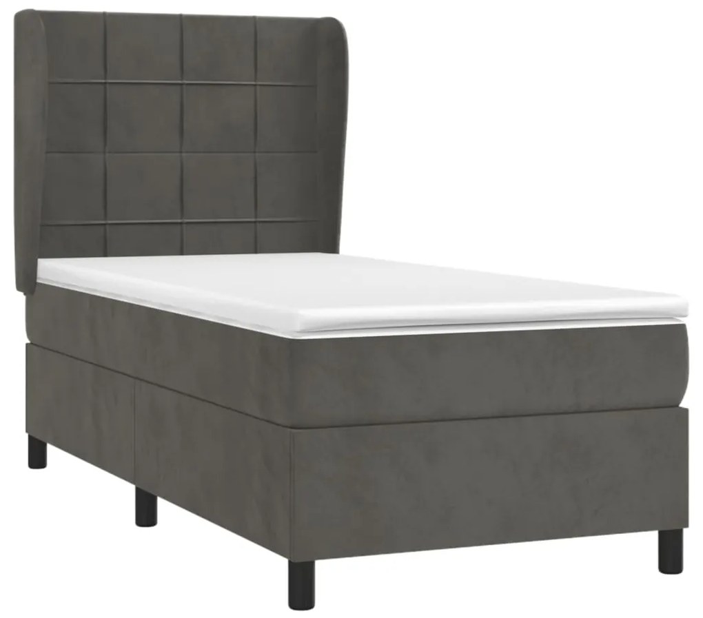 ΚΡΕΒΑΤΙ BOXSPRING ΜΕ ΣΤΡΩΜΑ ΣΚΟΥΡΟ ΓΚΡΙ 90X200 ΕΚ. ΒΕΛΟΥΔΙΝΟ 3129190