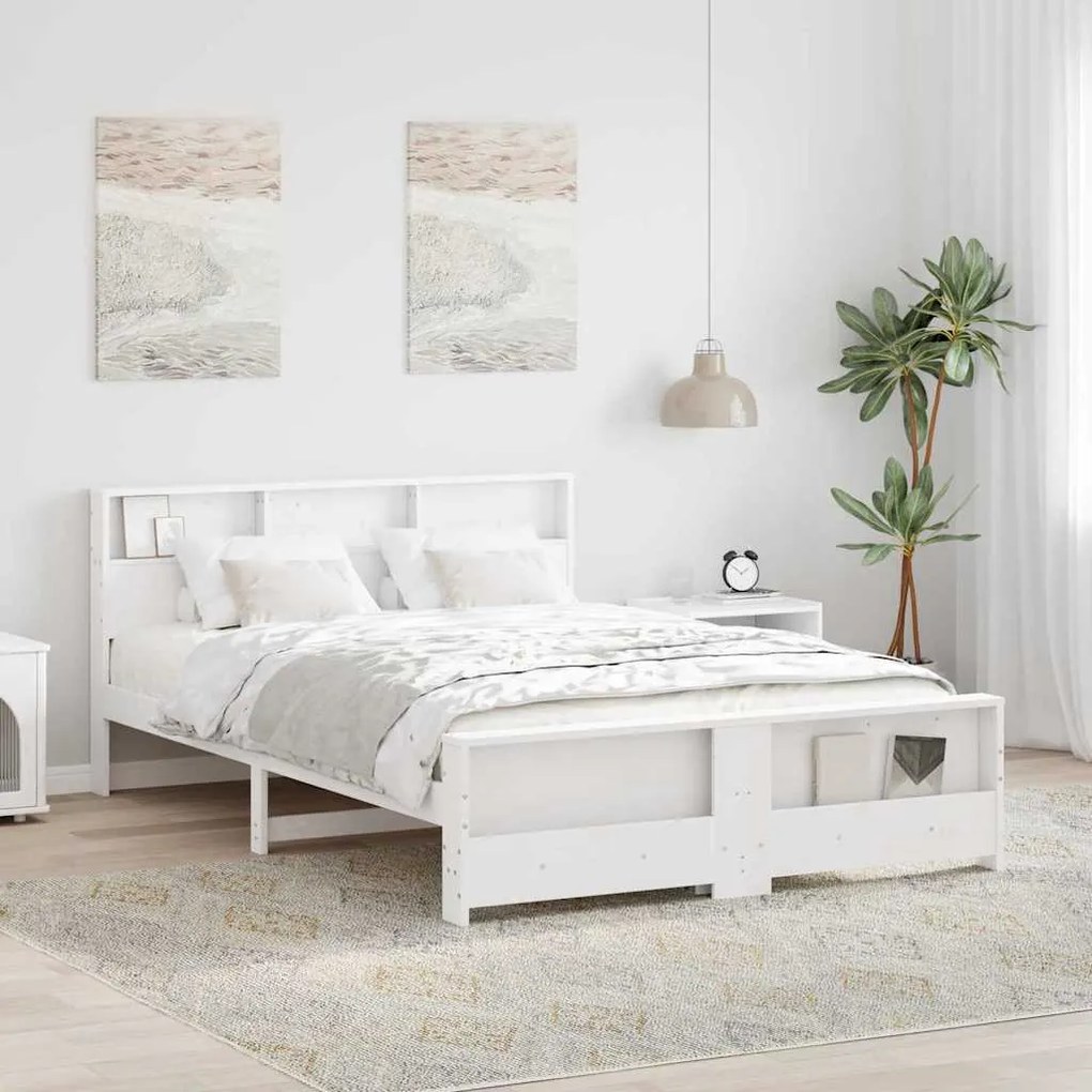 vidaXL Σκελετός Κρεβατιού Λευκό 160 x 200 cm Μασίφ ξύλο πεύκου