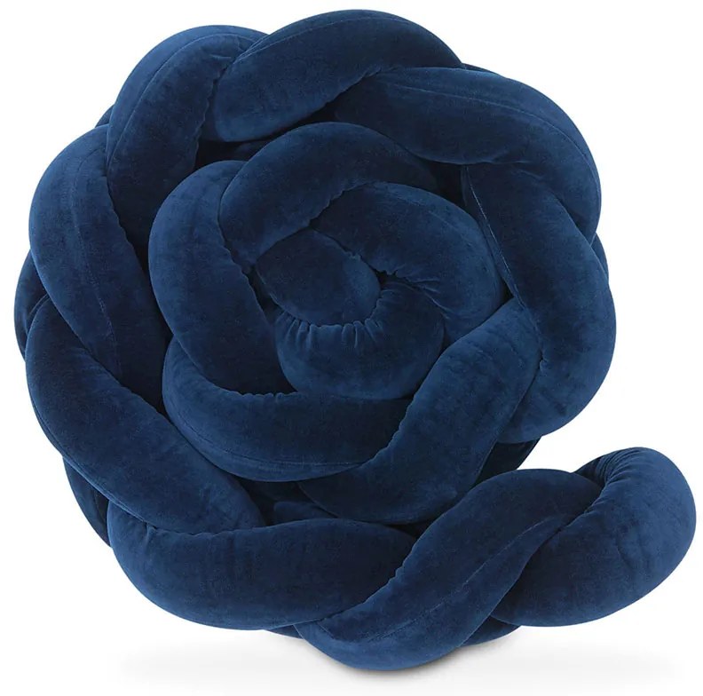 Πάντα πλεξούδα τριπλή χειροποίητη Velvet 200x18εκ Navy
