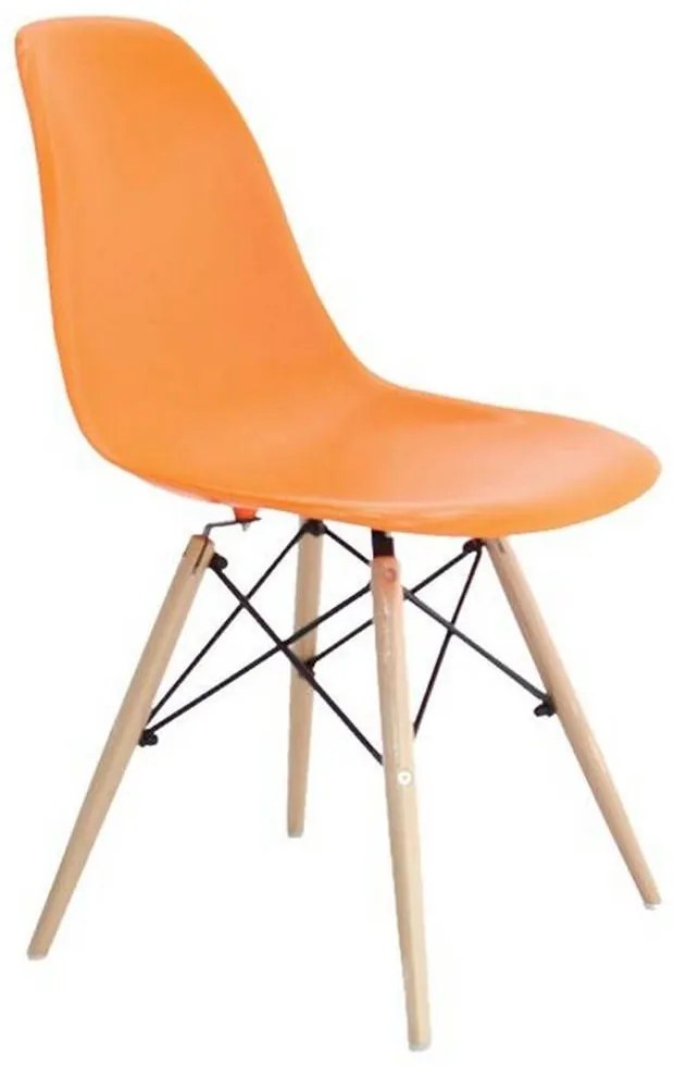 Καρέκλα Art Wood ΕΜ123,3W 46x52x82cm Orange Σετ 4τμχ Ξύλο,Πολυπροπυλένιο