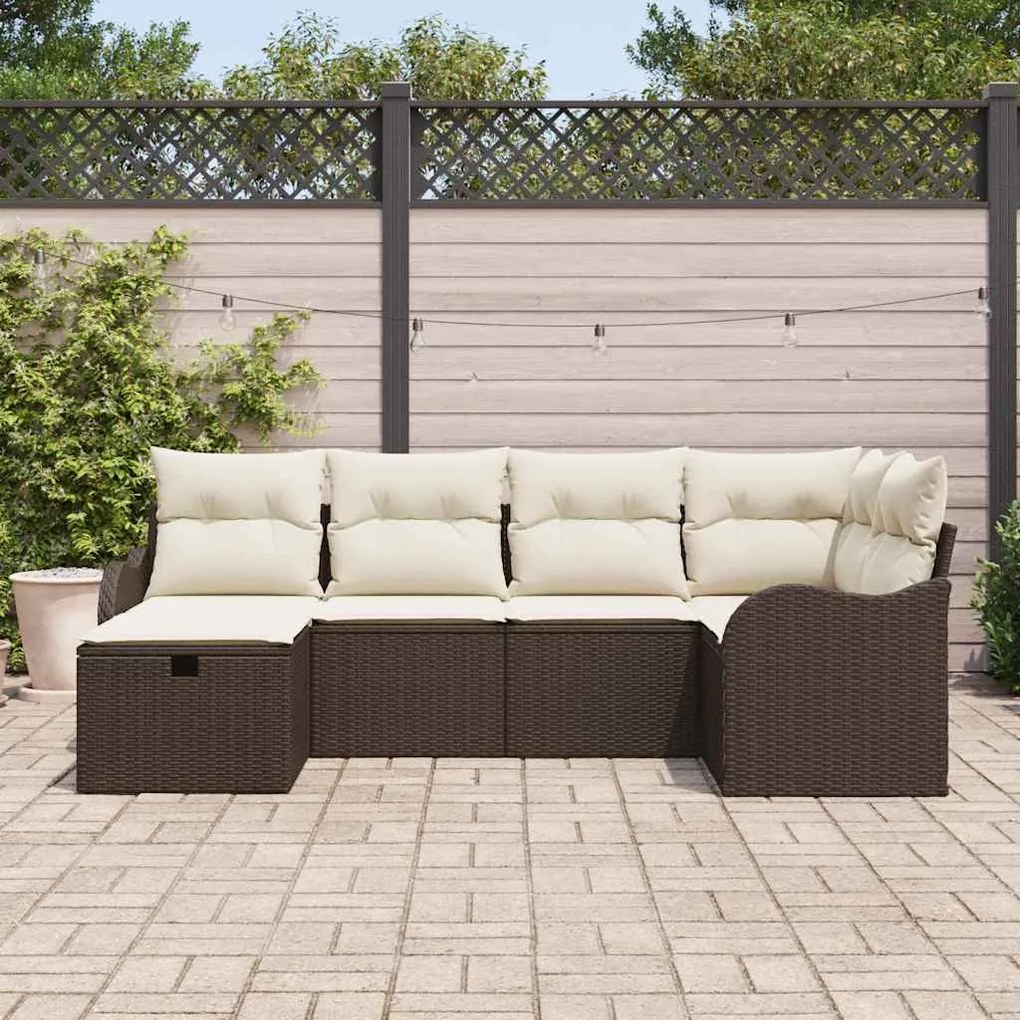vidaXL Σετ Καναπέ Κήπου 6 pcs Καφέ και κρεμ 232.5 x 122.5 x 85 εκ