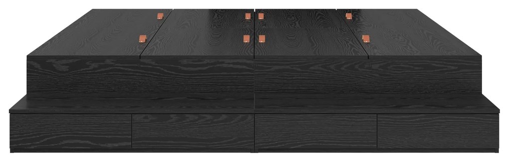 vidaXL Κρεβάτι Αποθήκευσης Μαύρη Δρυς 200x200 εκ