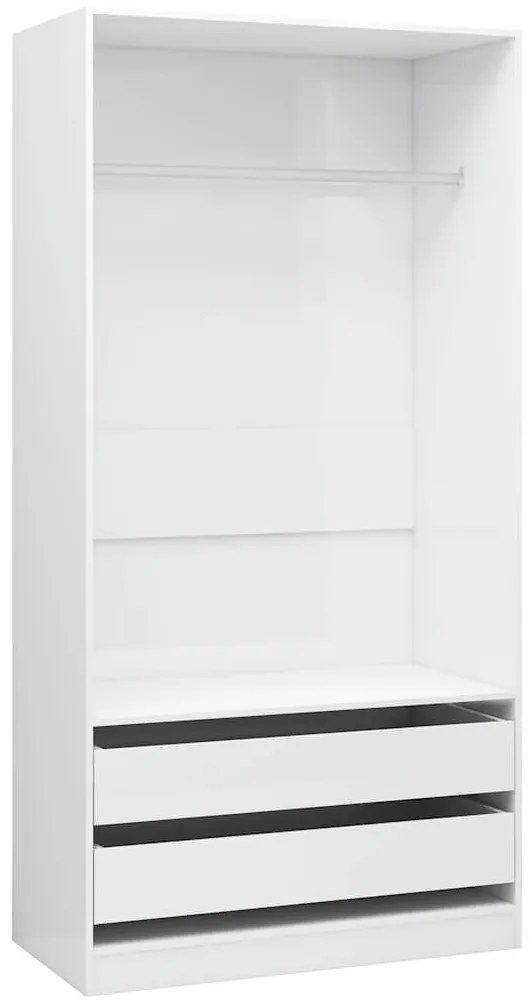 vidaXL Ντουλάπα Γυαλιστερό Λευκό 100 x 50 x 200 εκ. από Επεξ. Ξύλο