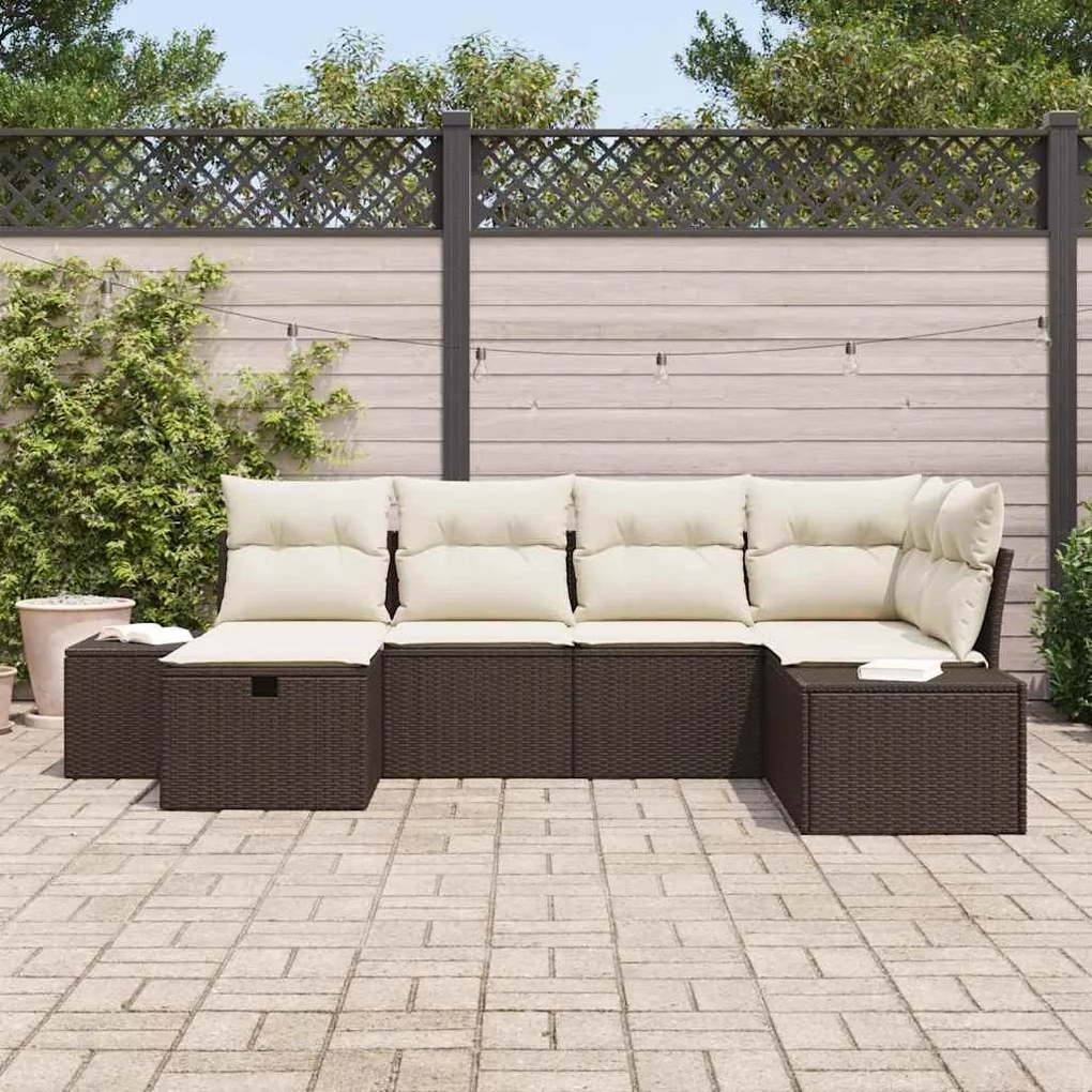 vidaXL Σετ Καναπέ Κήπου 6 pcs Καφέ 55 x 62 x 69 εκ Πολυ ράταν