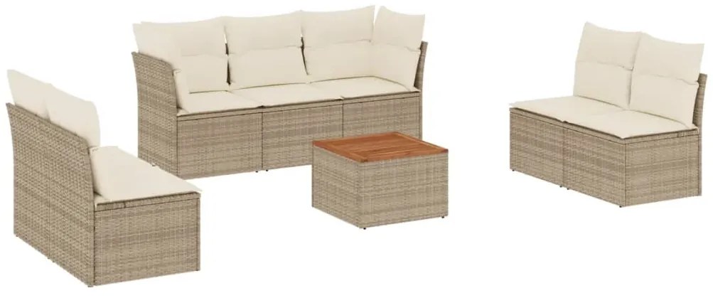 vidaXL Σαλόνι Κήπου Σετ 8 τεμ. Μπεζ Συνθετικό Ρατάν με Μαξιλάρια