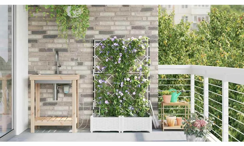 vidaXL Ζαρντινιέρες κήπου Λευκό 80 x 40 x 126 cm Ατσάλι