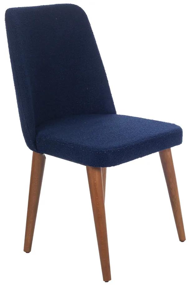 Artekko Milano Καρέκλα με Ξύλινο Καφέ Σκελετό και Μπλε Μπουκλέ Ύφασμα (48x60x90)cm