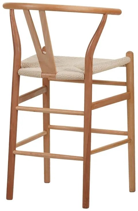 Σκαμπό μπαρ Wishbone rubberwood-σχοινί σε φυσική απόχρωση 55x49x108εκκ 55x49x96 εκ.