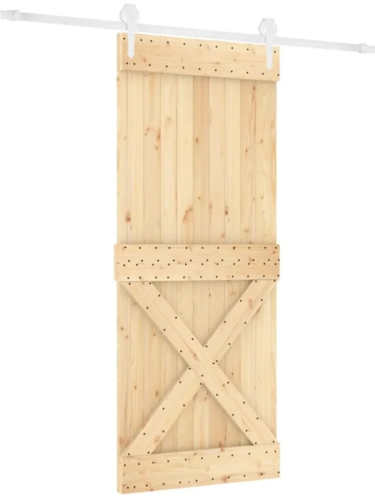 vidaXL Συρόμενη Μεσόπορτα με Μηχανισμό 85 x 210 εκ. Μασίφ Ξύλο Πεύκου