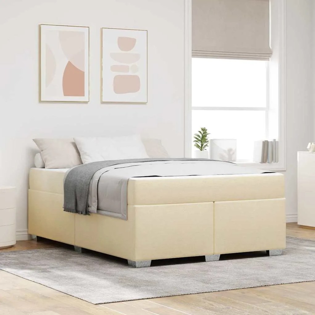 vidaXL Σκελετός Κρεβατιού Άλλο Κρεμ 140 x 200 cm ύφασμα