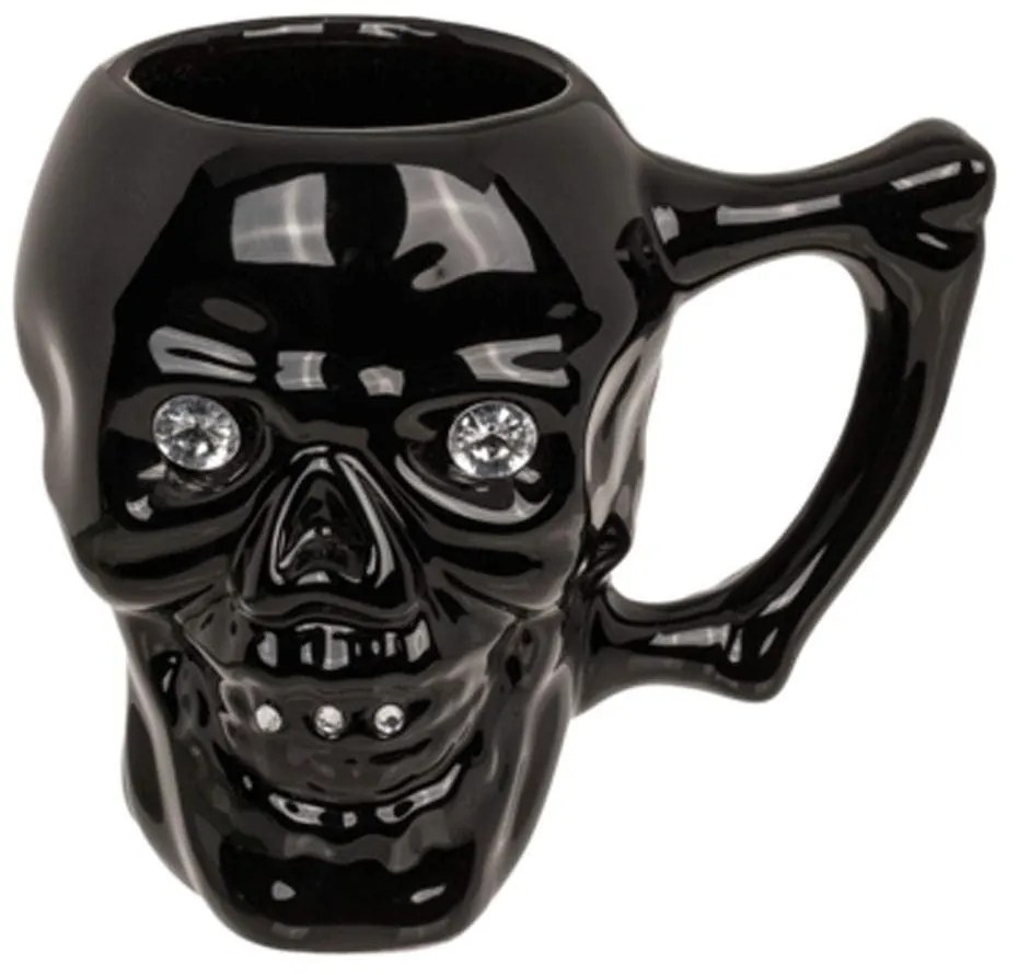 Κούπα Skull With Crystal Stones 78/8120 10x12cm Black Αλουμίνιο,Πέτρα