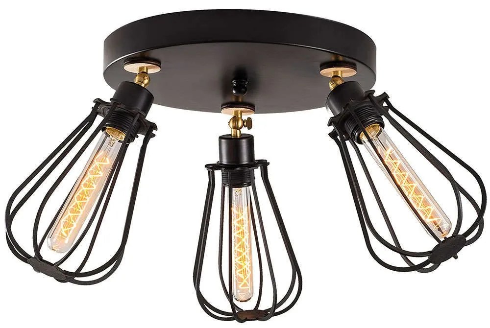 Φωτιστικό Οροφής - Πλαφονιέρα Fetiye 525NOR1518 Φ57x30cm 3xE27 40W Black-Gold Opviq