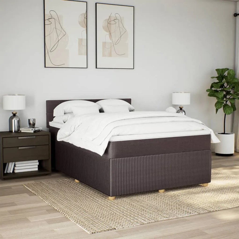 ΚΡΕΒΑΤΙ BOXSPRING ΜΕ ΣΤΡΩΜΑ ΣΚΟΥΡΟ ΚΑΦΕ 160X200 ΕΚ ΥΦΑΣΜΑΤΙΝΟ 3289810