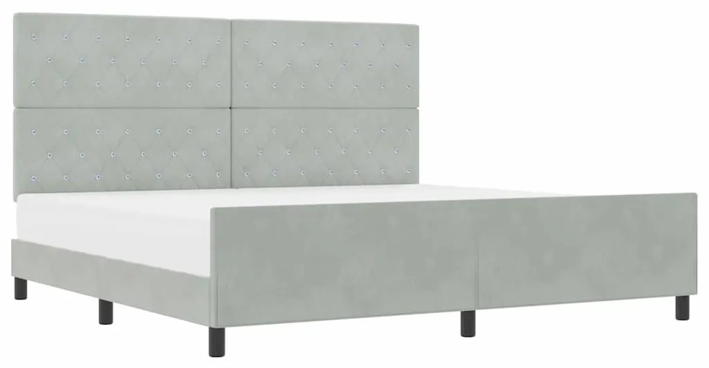 vidaXL Σκελετός Κρεβατιού Ανοιχτό γκρι 200 x 200 cm Βελούδο