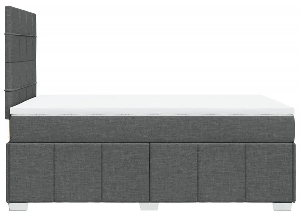 Κρεβάτι Boxspring με Στρώμα Σκούρο Γκρι 120x190 εκ Υφασμάτινο - Γκρι