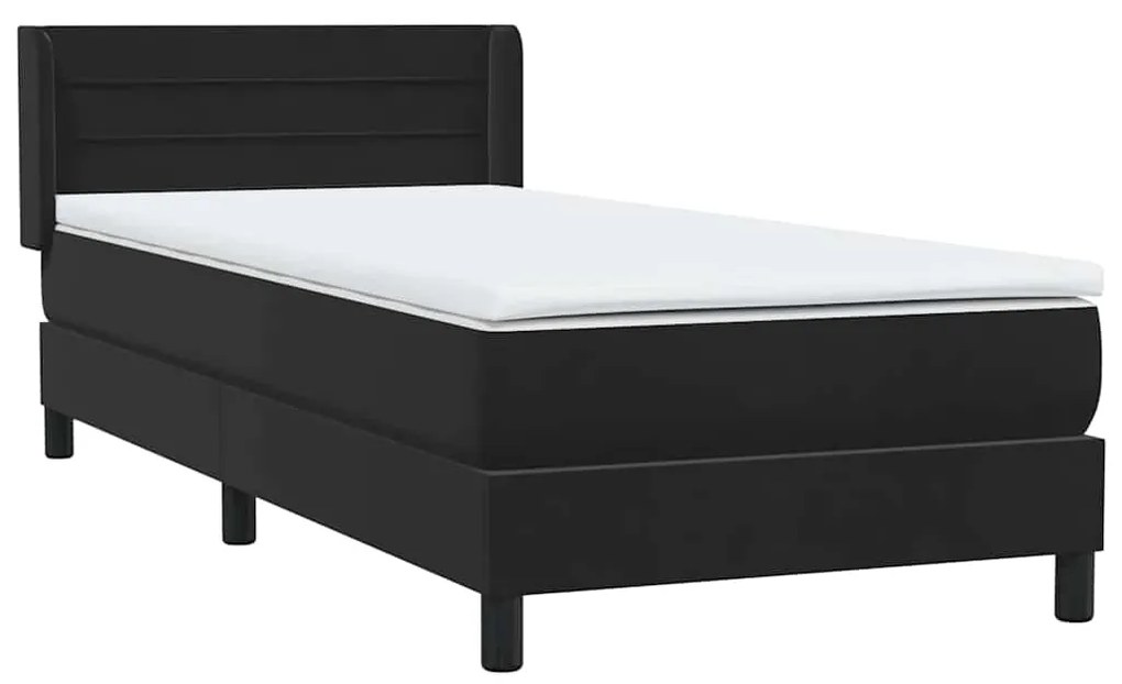 vidaXL Κρεβάτι Boxspring με Στρώμα Μαύρο 90x220 εκ. Βελούδινο