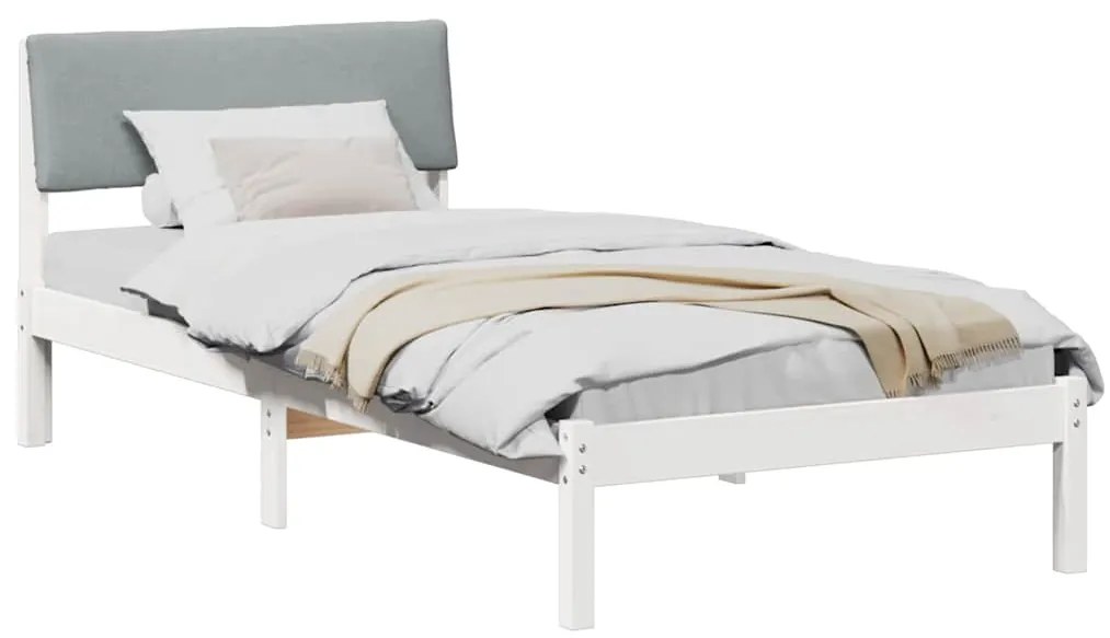vidaXL Σκελετός Κρεβατιού Λευκό και ανοιχτό γκρι 90 x 200 cm