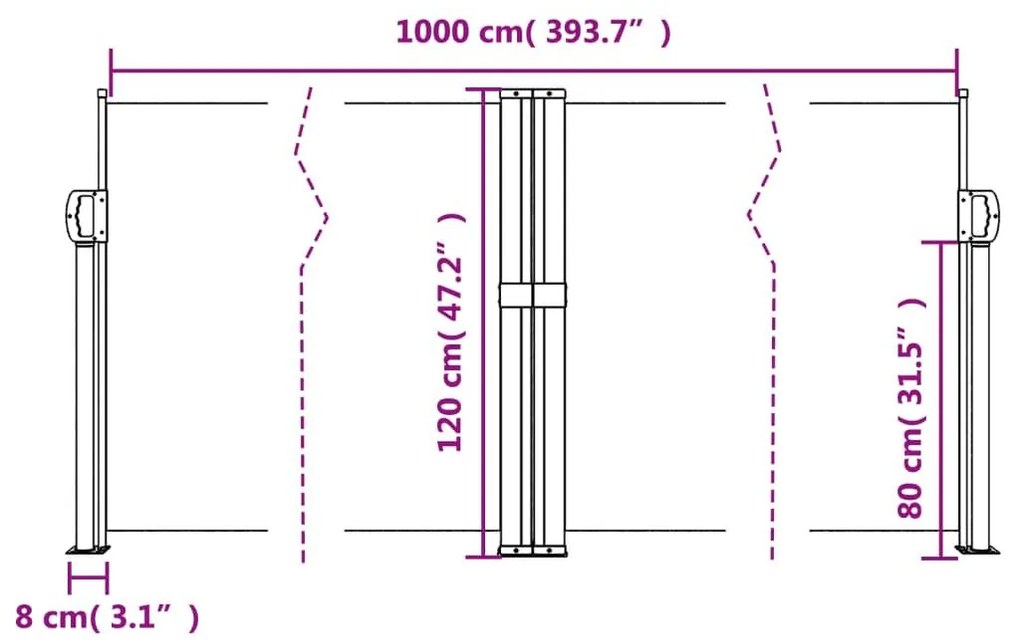 Σκίαστρο Πλαϊνό Συρόμενο Μπλε 120 x 1000 εκ. - Μπλε