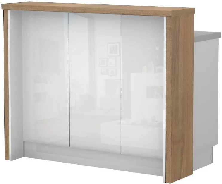 Πάγκος νησίδας Raval-Μήκος: 120 εκ.-Λευκό γυαλιστερό-Pacific Wallnut