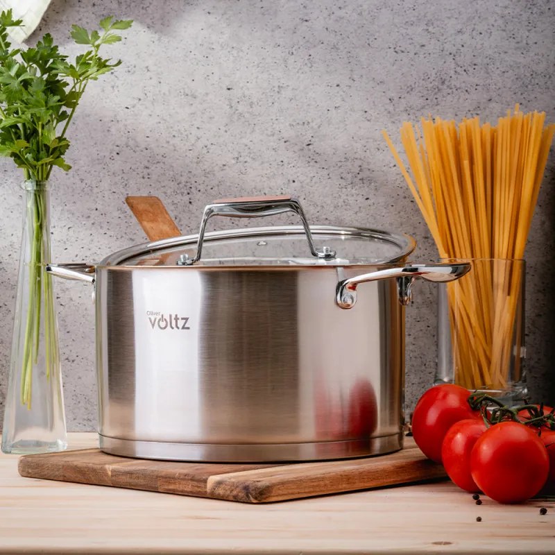 Κατσαρόλα Oliver Voltz OV51210P22 Berlin Premium Collection, 22 cm, 4,7 l, Ανοξείδωτο 18/10, Επαγωγή, Inox