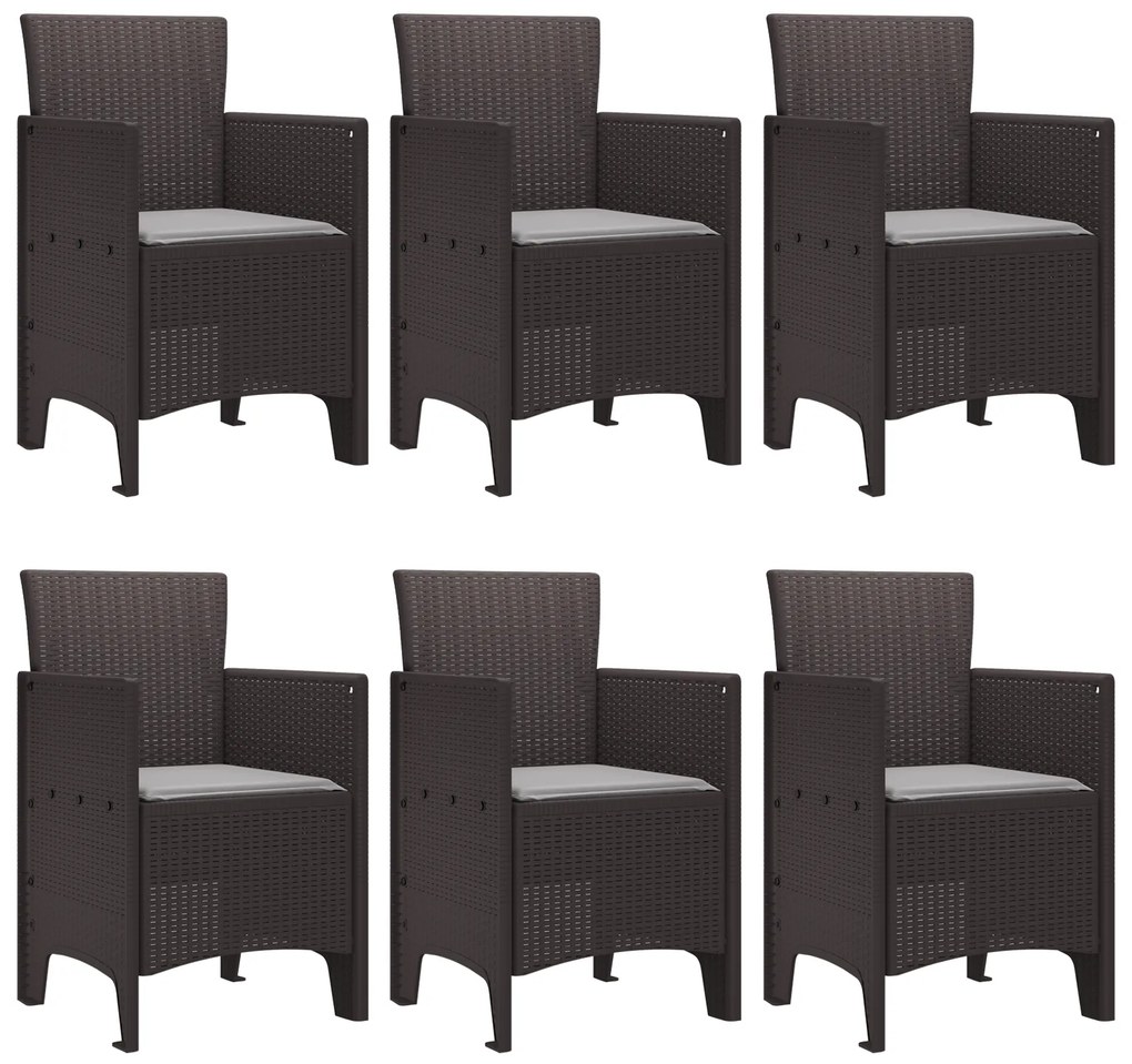 vidaXL Σετ Τραπεζαρίας Κήπου 7 pcs Καφέ PE Ρατάν